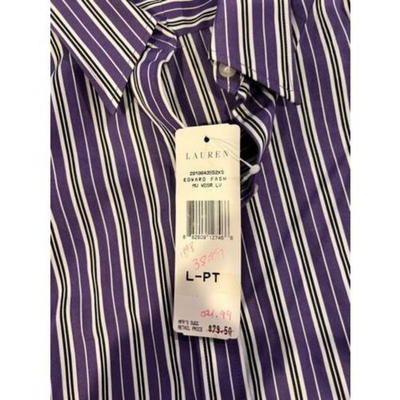 Lauren Ralph Lauren Petite Cotton Striped Button up top size PL - Picture 10 of 10